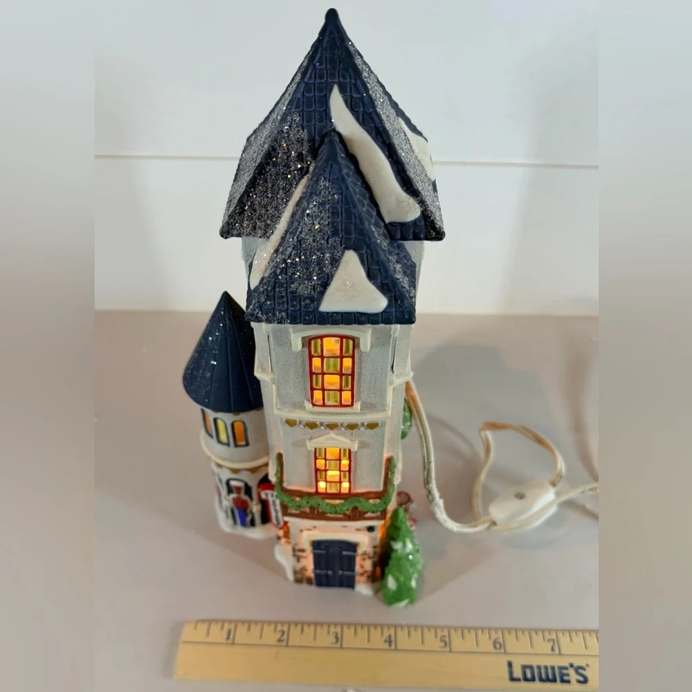 Department 56 Blue Roof Light-Up Holiday Tower with White Facade